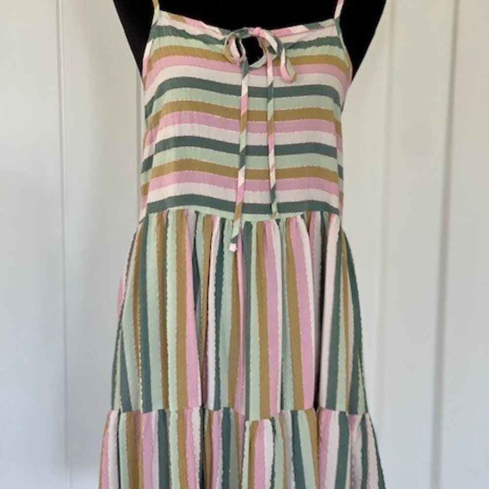 Stripe Tank Dress with lurex thread, Self Contrast - Picture 2 of 4